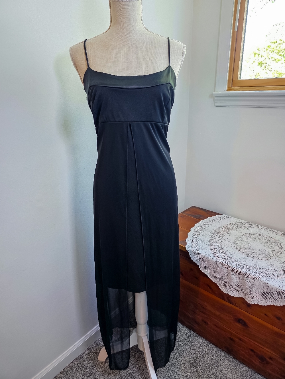 Vintage Y2K Savvy Black Slip Dress + Sheer Duster Whimsigoth
